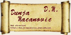 Dunja Macanović vizit kartica